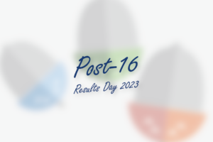 Wilmington Academy logo with text stating 'Post-16 Results Day 2023' over the top.